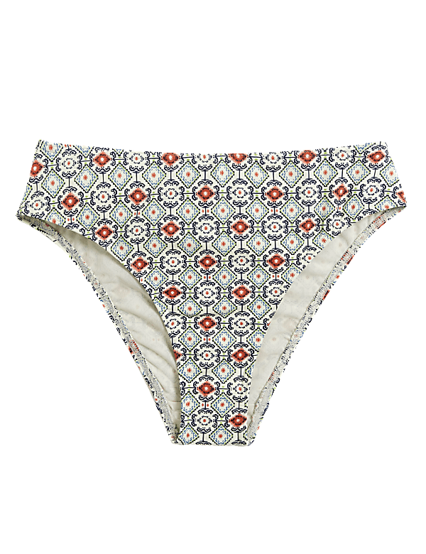 Tummy Control Printed High Leg Bikini Bottoms