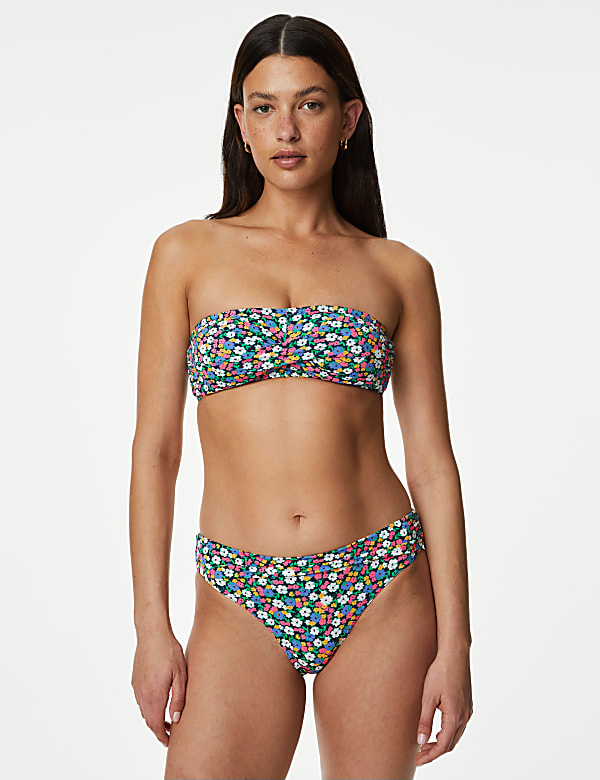 Printed Padded Bandeau Bikini Top