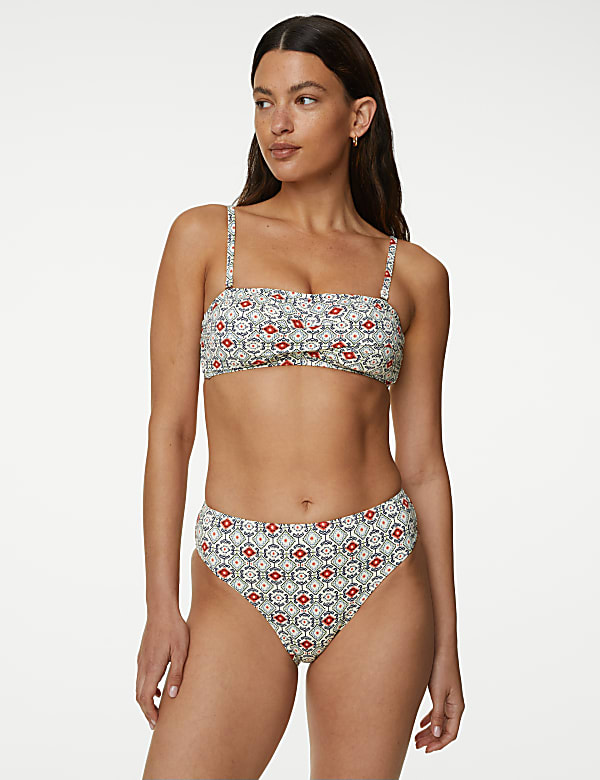 Printed Padded Bandeau Bikini Top