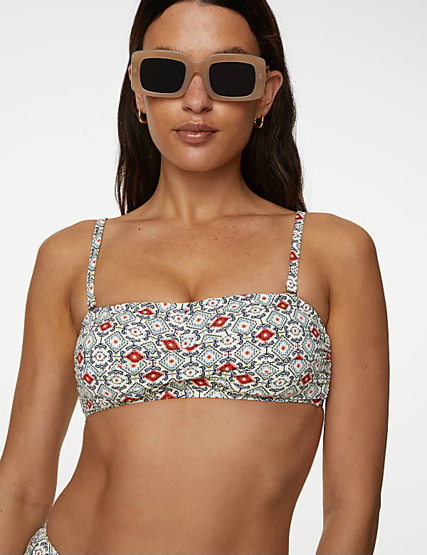 Printed Padded Bandeau Bikini Top