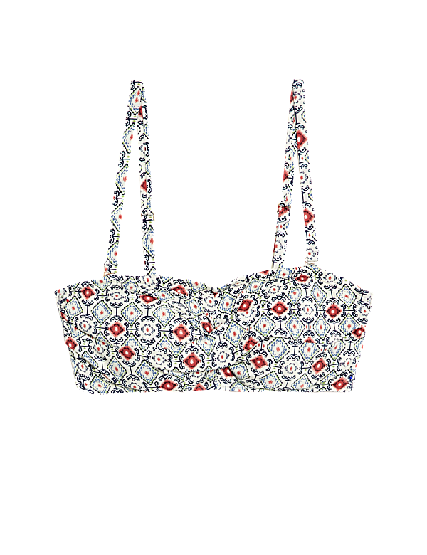 Printed Padded Bandeau Bikini Top