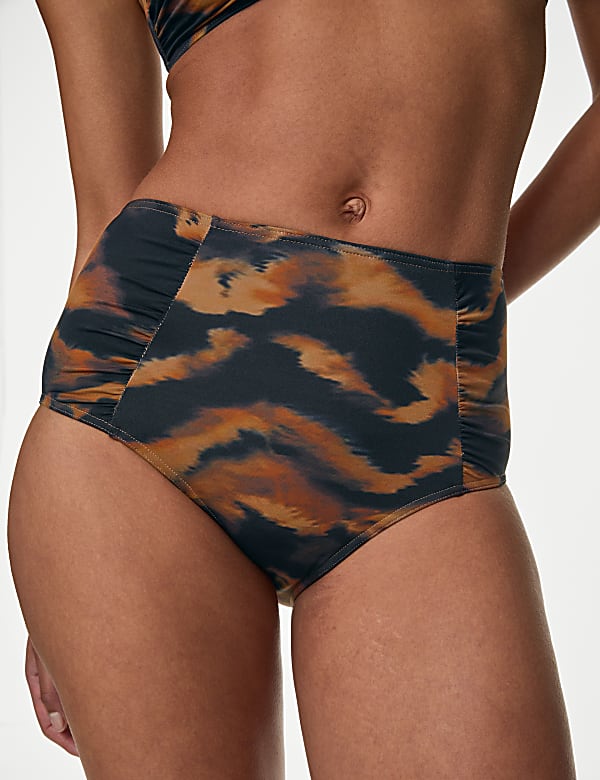 Tummy Control Printed Ruched Bikini Bottoms - VN