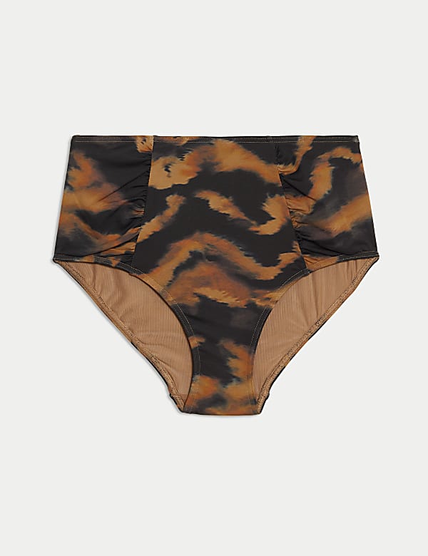 Tummy Control Printed Ruched Bikini Bottoms - VN