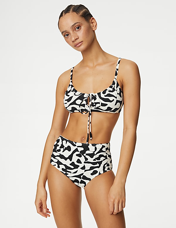 Tummy Control Printed Ruched Bikini Bottoms