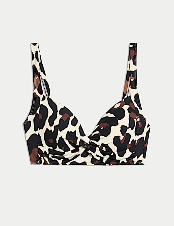 Printed Padded Plunge Bikini Top - GR