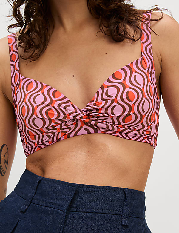 Printed Padded Plunge Bikini Top