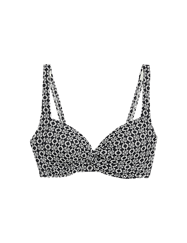 Printed Padded Plunge Bikini Top