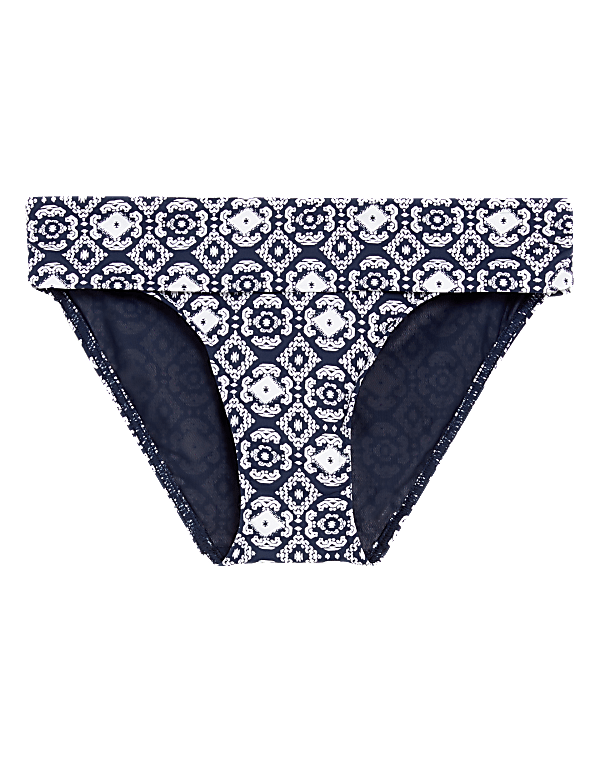 Printed Roll Top Bikini Bottoms