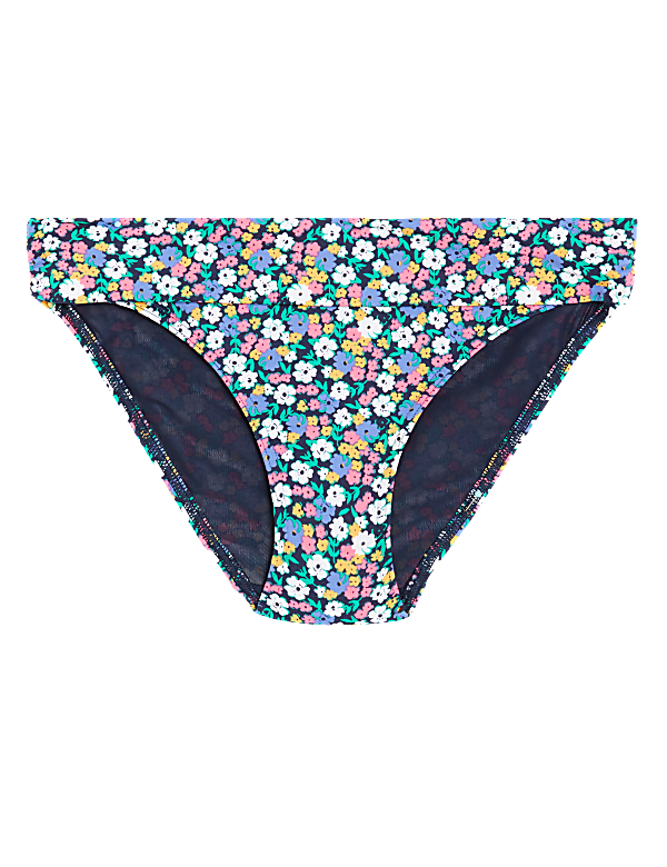 Printed Roll Top Bikini Bottoms