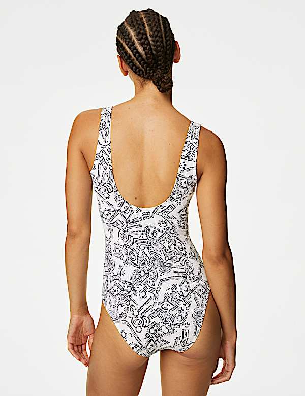 Printed Scoop Neck Swimsuit