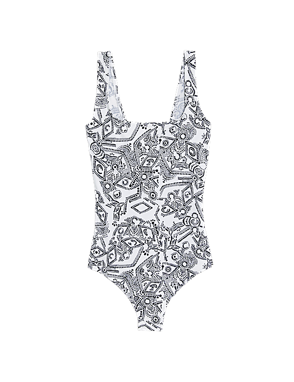 Printed Scoop Neck Swimsuit