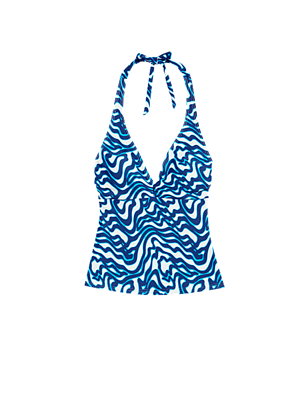 Printed Padded Halterneck Tankini Top