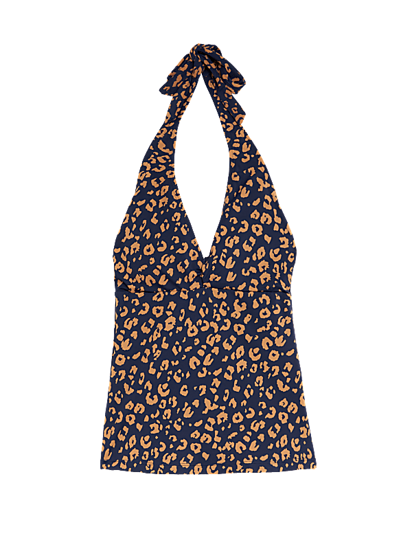 Printed Padded Halterneck Tankini Top