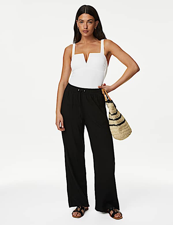 Tummy Control Ribbed Padded V-Neck Swimsuit