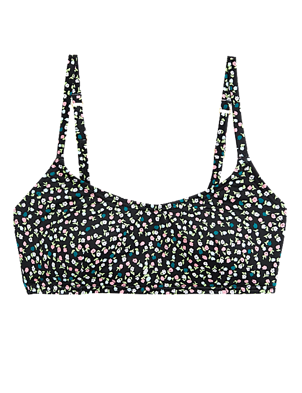 Printed Padded Scoop Neck Bikini Top