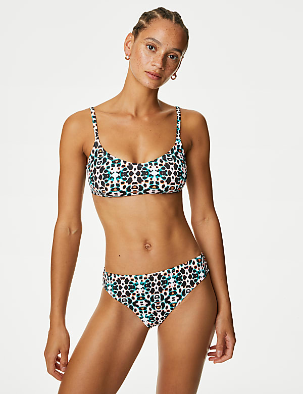 Printed Padded Scoop Neck Bikini Top