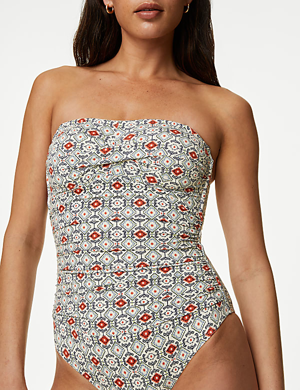 Tummy Control Printed Bandeau Swimsuit