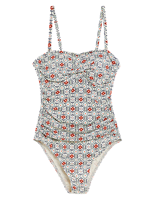 Tummy Control Printed Bandeau Swimsuit