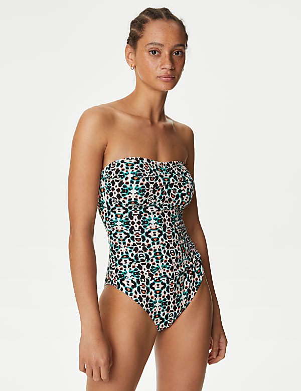 Tummy Control Printed Bandeau Swimsuit