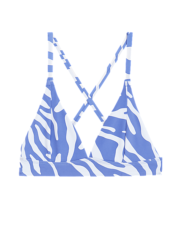 Printed Plunge V-Neck Bikini Top