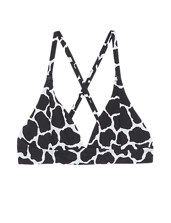 Printed Plunge V-Neck Bikini Top
