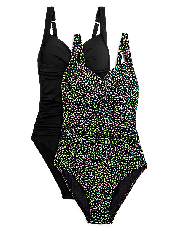 2pk Tummy Control Padded Plunge Swimsuits