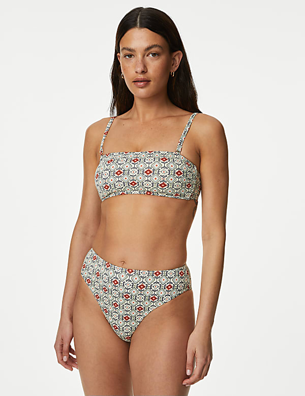 Printed Padded Square Neck Bikini Top