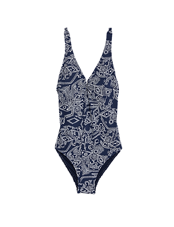 Printed Padded U-Wire Plunge Swimsuit