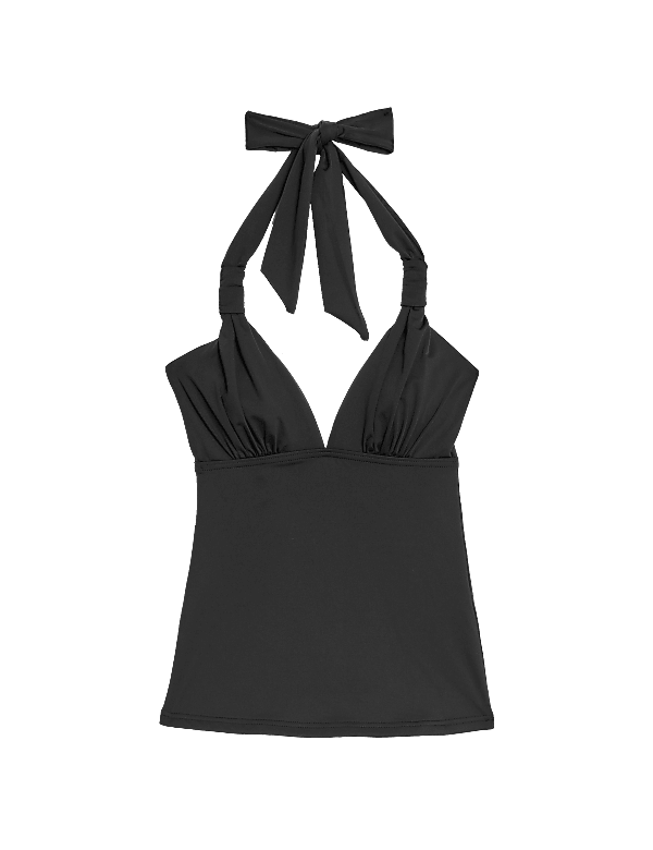 Tummy Control Plunge Halterneck Tankini Top