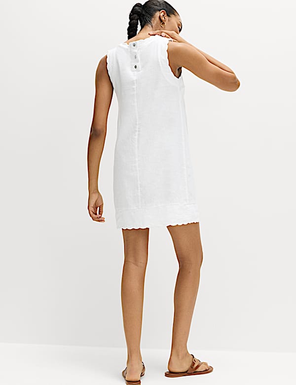 Linen Rich Scallop Mini Shift Dress - KG
