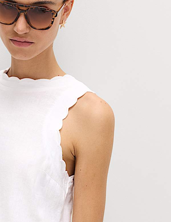 Linen Rich Scallop Vest Top - AU