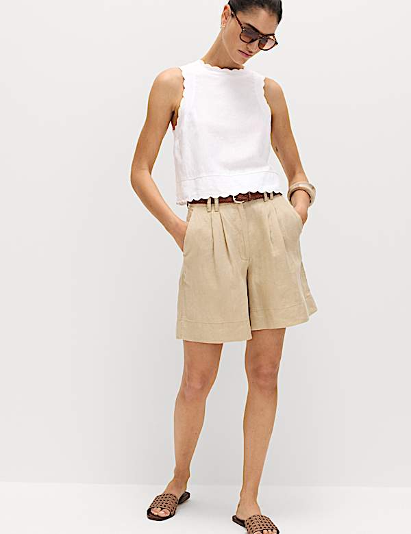Linen Rich Scallop Vest Top - AU