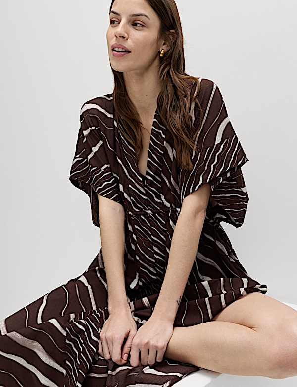 Pure Cotton Animal Print Maxi Kaftan - SE