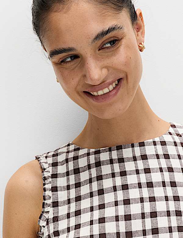 Linen Rich Gingham Vest Top - IT