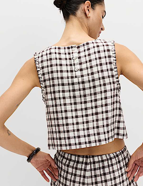 Linen Rich Gingham Vest Top - IT