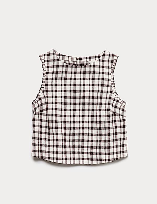 Linen Rich Gingham Vest Top - IT