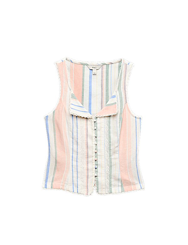 Linen Rich Lace Insert Corset Top