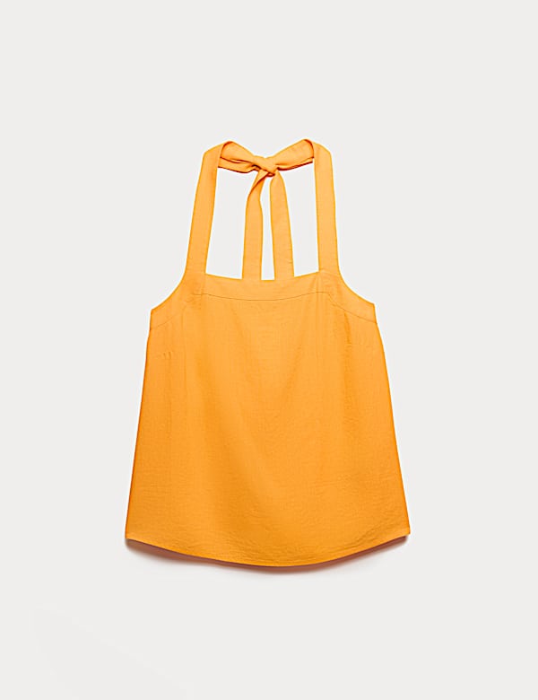 Linen Rich Halter Neck Top - CN