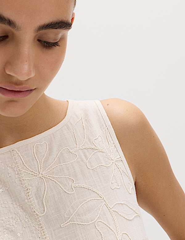 Patchwork Tie Side Vest with Linen