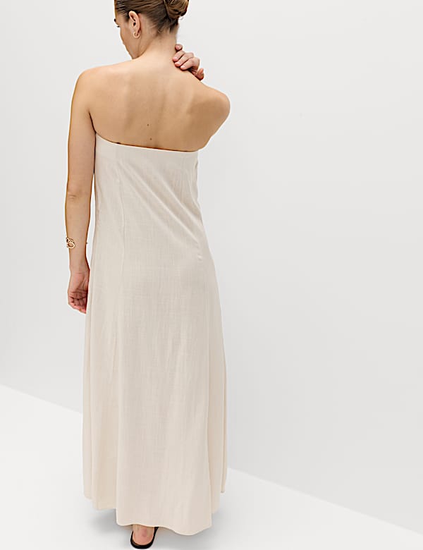 Bandeau Embroidered Dress With Linen - SE