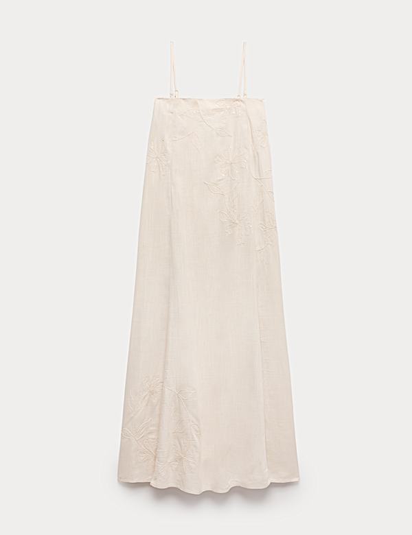 Bandeau Embroidered Dress With Linen - SE