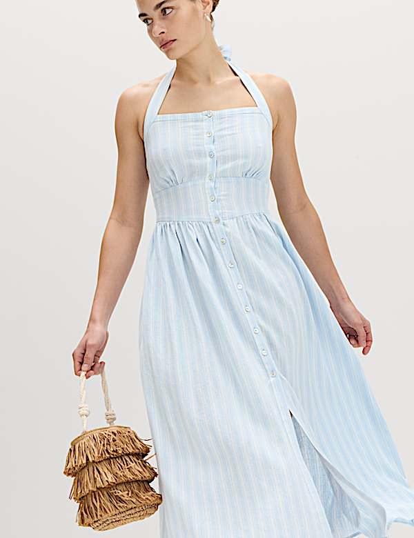 Linen Rich Halterneck Maxi Dress