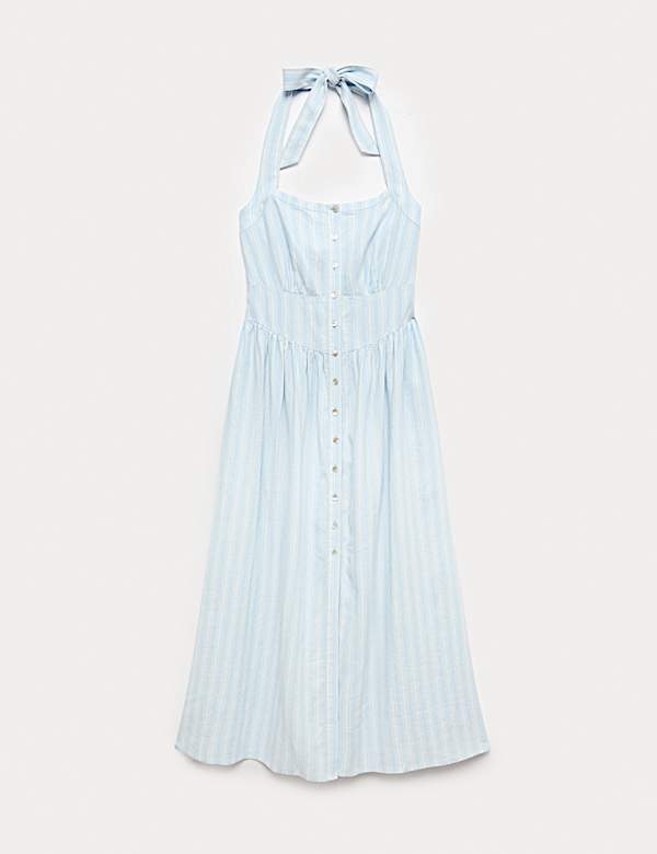 Linen Rich Halterneck Maxi Dress - NL