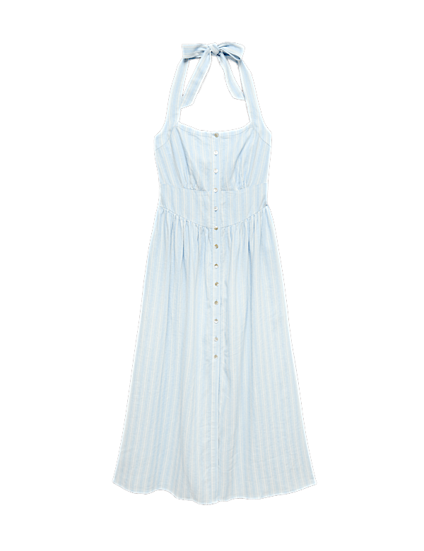 Linen Rich Halterneck Maxi Dress