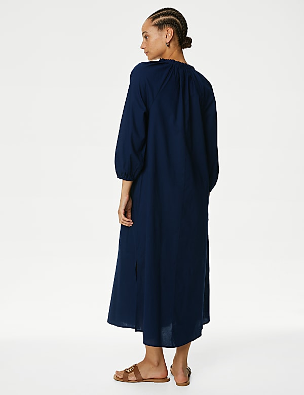 Pure Cotton Tie Front Beach Cover Up Kaftan