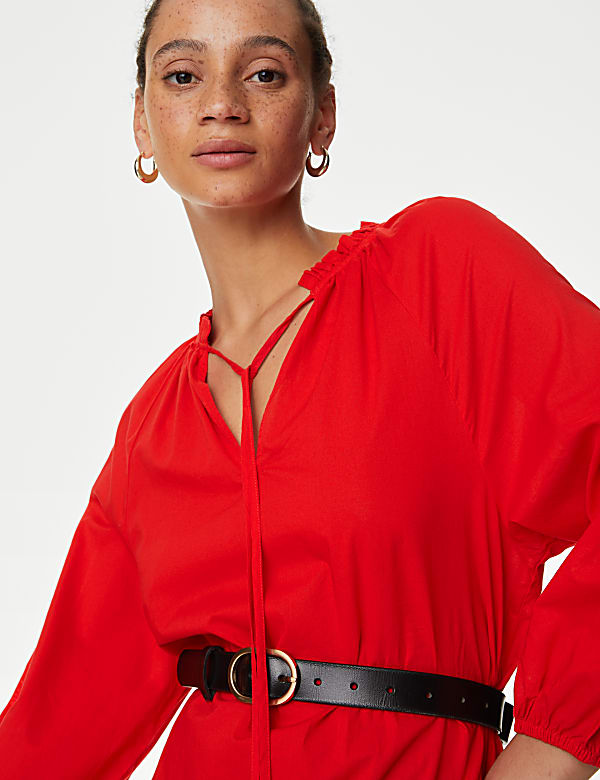 Pure Cotton Tie Front Beach Cover Up Kaftan