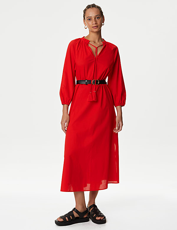 Pure Cotton Tie Front Beach Cover Up Kaftan
