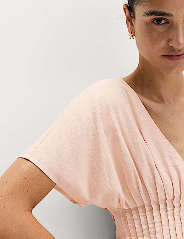 Linen Rich Seam Detail Waisted Top - FI