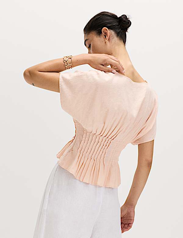 Linen Rich Seam Detail Waisted Top - FI