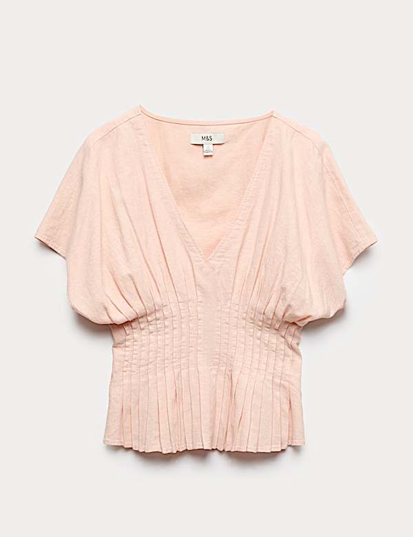 Linen Rich Seam Detail Waisted Top - FI